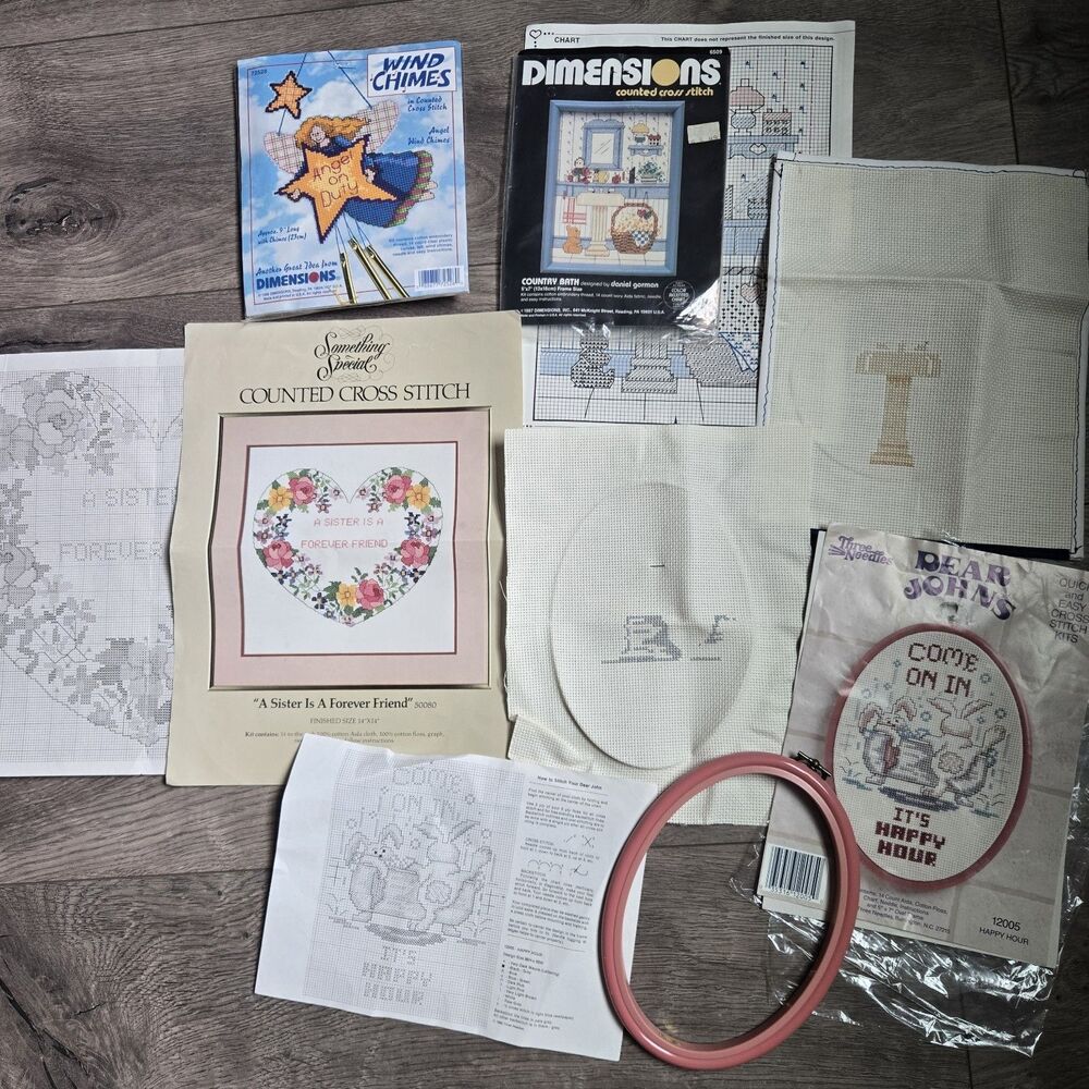 VTG Cross Stitch Destash Dimensions Candamar Three Needles Started Incomplete